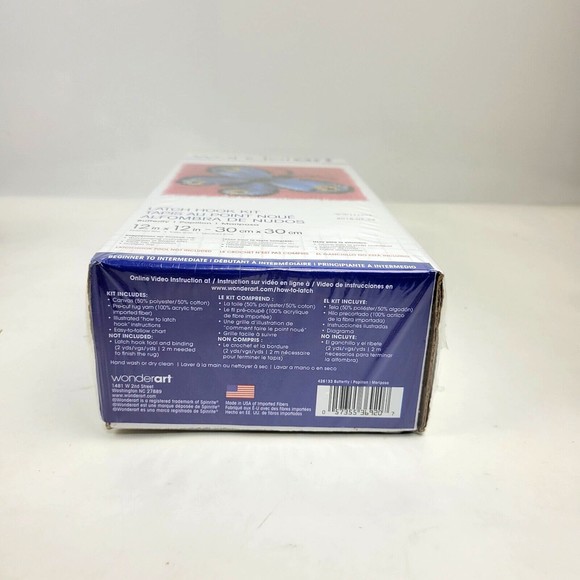 Wonder Art Blue Butterfly Latch Hook Kit 12" x 12" NEW Sealed - Picture 10 of 11